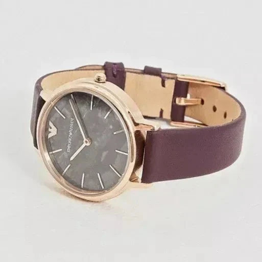 Emporio Armani Quartz Grey Dial Brown Leather Strap Watch For Women - AR11172 - Image 6